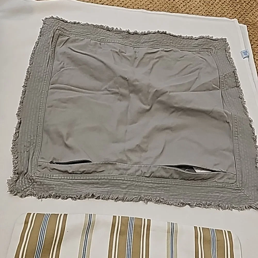 - 2 Pottery barn striped/gray pillow cases